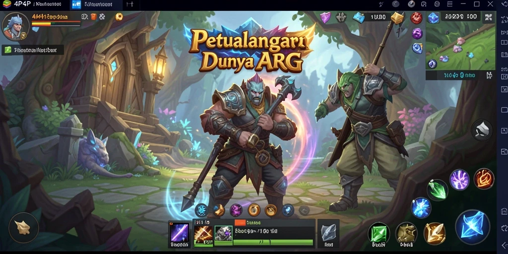 Tangkapan layar gameplay 4P4P dengan pertempuran seru dan karakter unik.