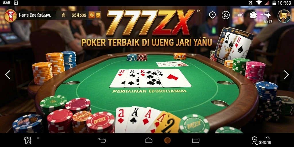 Tampilan gameplay Poker yang menarik dan mendebarkan di 777ZX.