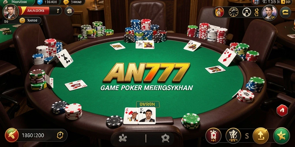 Tampilan menarik gameplay Poker di AN777 yang seru dan kompetitif.