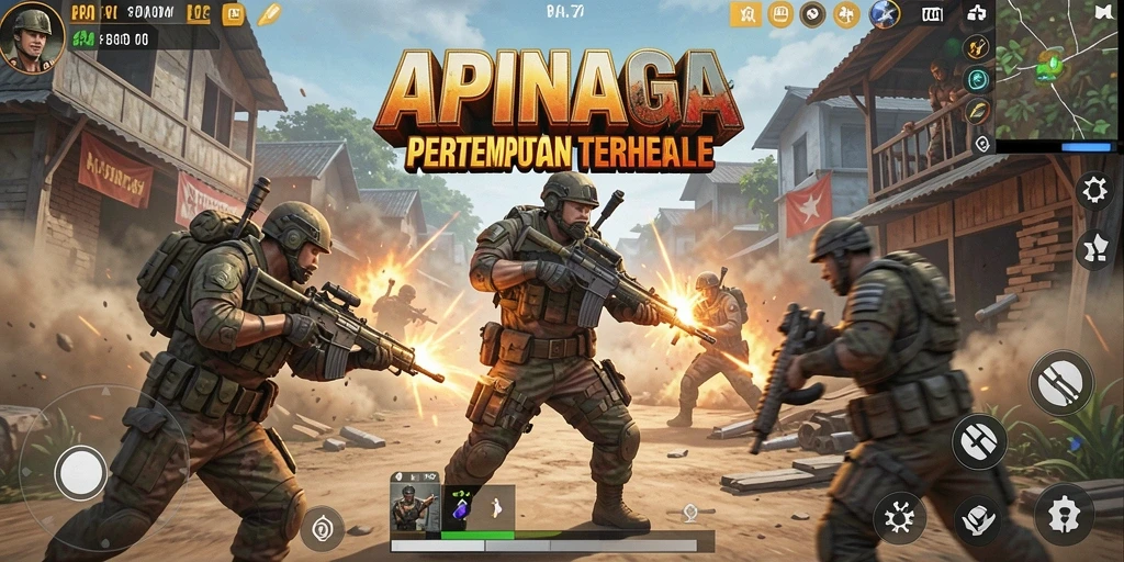 Tampilan gameplay seru di <strong>APINAGA</strong> dengan aksi Battle Royale yang mendebarkan.