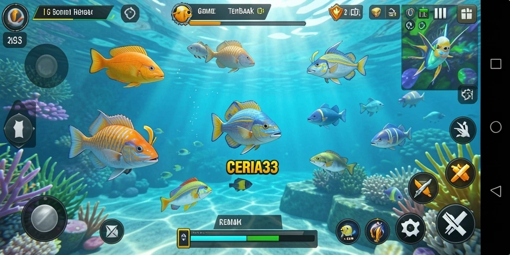 Gameplay seru dengan aksi menembak ikan yang mendebarkan.