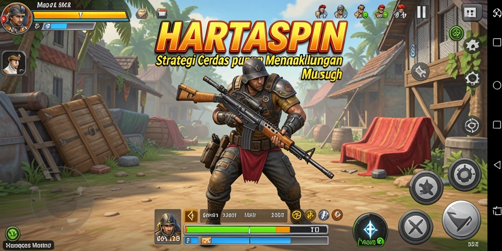 Tangkapan layar HARTASPIN yang menunjukkan pertarungan penuh taktik.