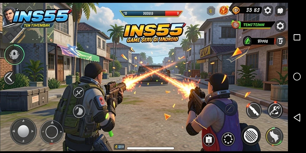 Tampilan gameplay TPS mendebarkan di INS55, seru dan penuh aksi.