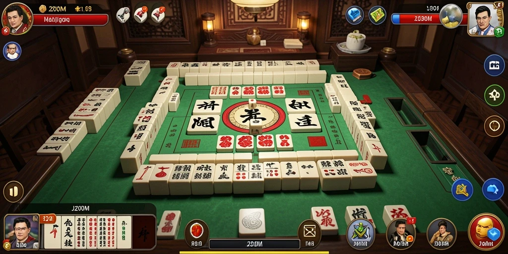 Tampilan gameplay seru dari J200M dengan elemen Mahjong.