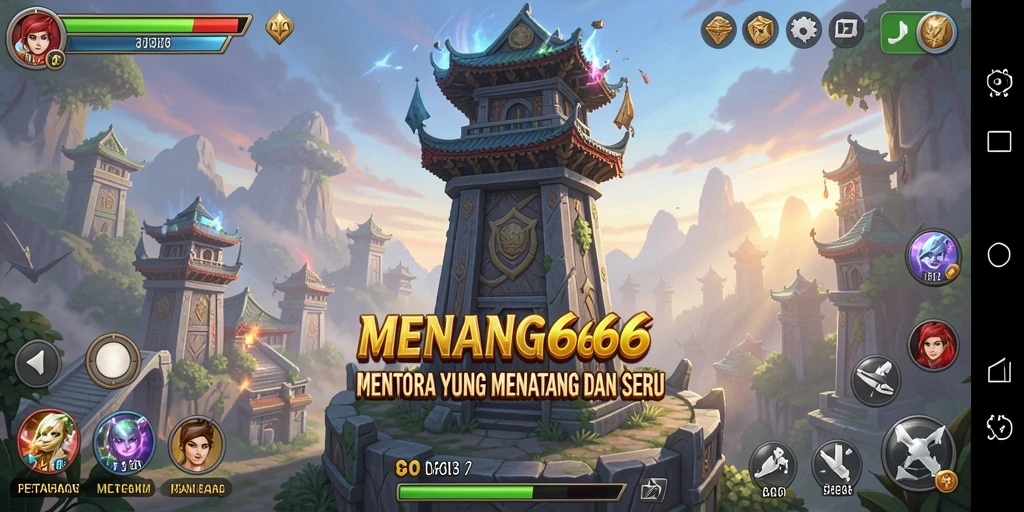 Screenshot gameplay menampilkan strategi menara yang efektif dalam MENANG666.