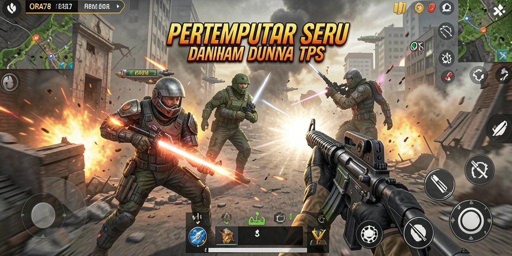 Tangkapan layar ORA78 menunjukkan aksi pertempuran mendebarkan di dunia TPS.
