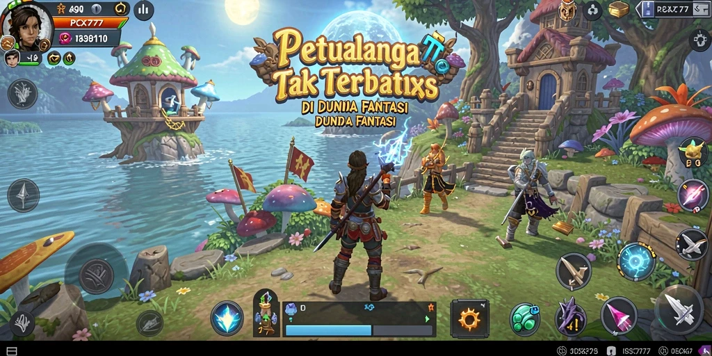 Gameplay PCX777 yang seru di dunia petualangan yang luas.