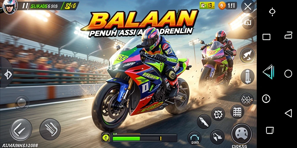 Gameplay SUKA86 yang mendebarkan saat balapan motor.