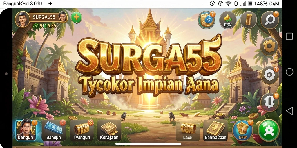 Gameplay seru SURGA55 dengan pengelolaan bisnis Tycoon.