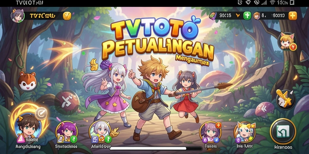 Screenshot gameplay TVTOTO menunjukkan karakter anime dalam aksi seru.