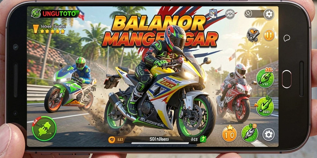 Tampilan gameplay yang mendebarkan dari UNGUTOTO saat balapan.